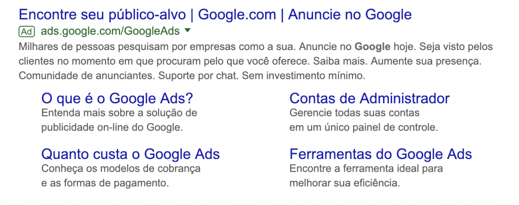 Anúncio da Rede de Pesquisa do Google